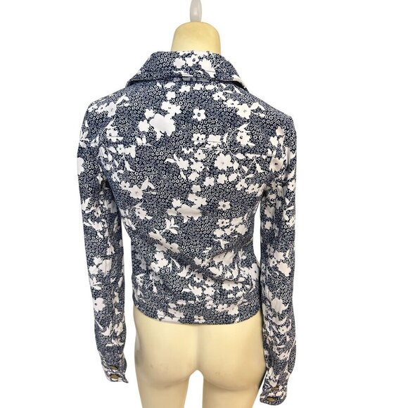 Michael Kors Womens Navy  Floral Button-Up Jacket XXS - Picture 3 of 5